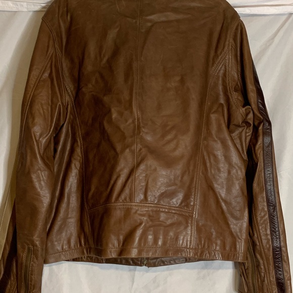 Danier Men’s Large Brown Leather Motorcycle Jacket - Picture 2 of 3